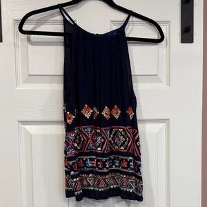 Blue Rain Navy Embroidered Blouse